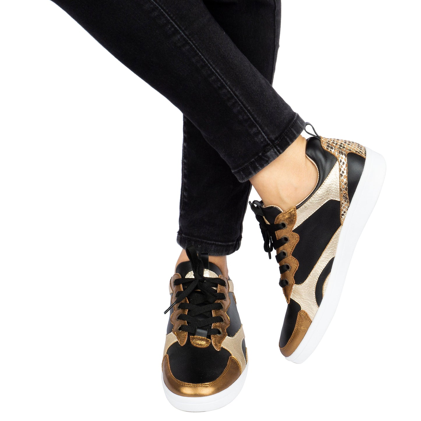 JZ403 ZAPATILLA NEGRA BRONCE (IT-04043)